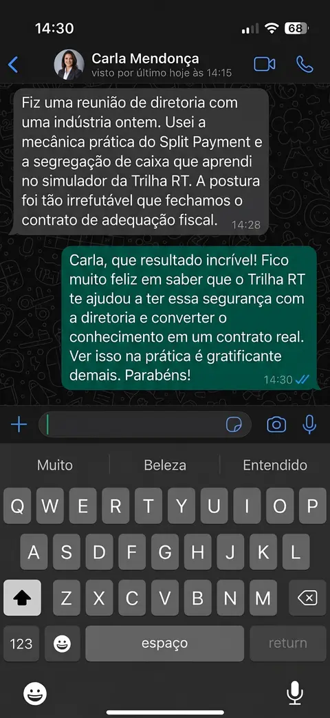 Depoimento WhatsApp — Dra. Carla Mendonça